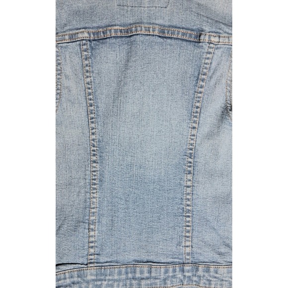 Women's Light Wash Denim Jean Vest GJG Sleeveless Button Up Distressed  Size S - Picture 7 of 17
